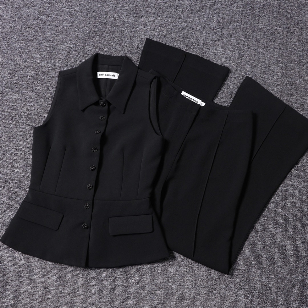 Self-Portrait Tailored Jumpsuit in Black - Picture 9 of 13